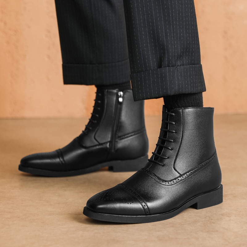 Men'S Shoes Low Top - Luxury Men's Boots New High-top Leather