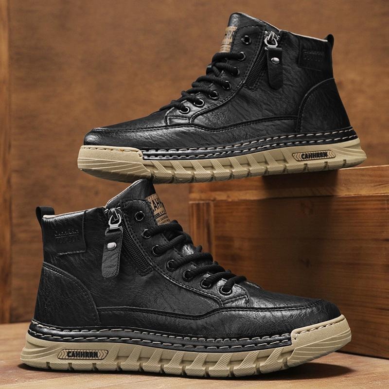 Men Leather High Top Ankle Boo - Men Shoes Type review and price