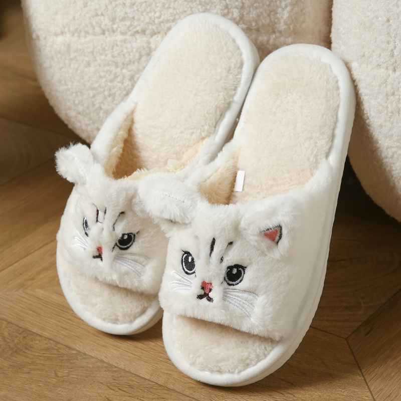 Cute Cat Plush Flip Flops For  - Men Shoes Size review and price