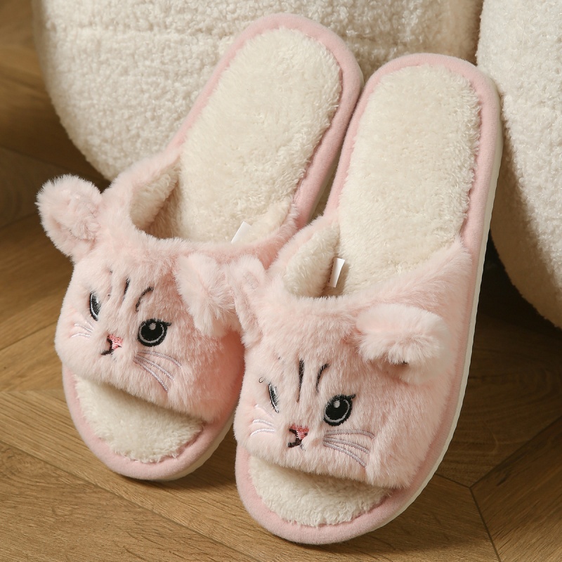 Cute Cat Plush Flip Flops For  - Men Shoes Size review and price