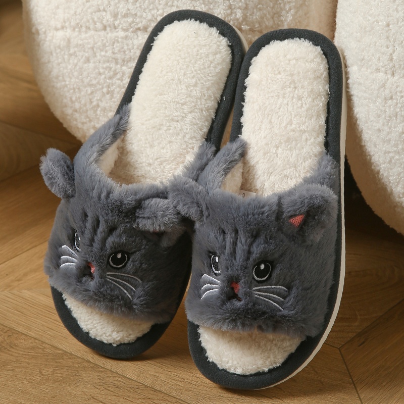 Cute Cat Plush Flip Flops For  - Men Shoes Size review and price