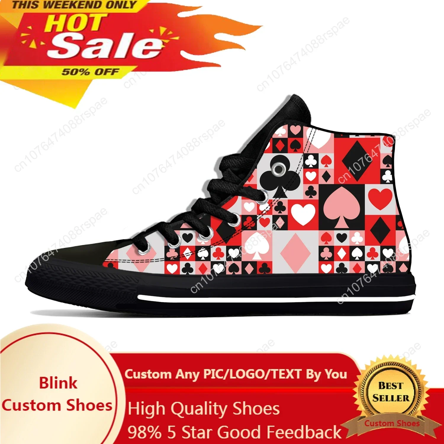 Summer Playing Card Symbol Pok - Canvas Sneaker High review and price